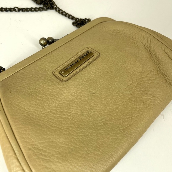 Isabella Fiore Boho Leather Embroidered Crossbody Purse Chain Strap Pre Owned - Picture 4 of 10